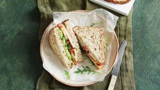 Herby haloumi and avocado sandwich