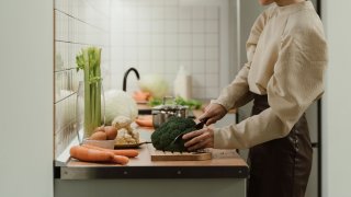 Lentil hotpot with steamed greens